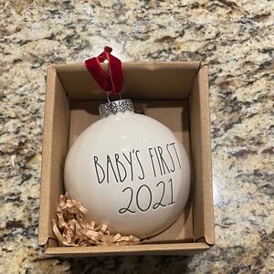 Rae Dunn Cream Baby's First 2021 Ornament